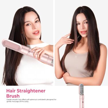 Набір для укладки волосся Atopskins 6 в 1: фен-щітка, локони, термощітка, 1000W, рожевий