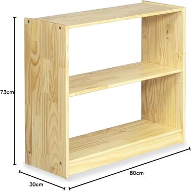 IDIMEX 3-Tier Wooden Bookshelf - Natural Finish