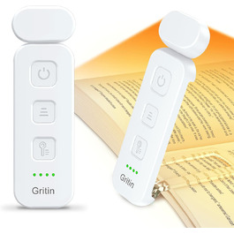 LED-лампа для читання Gritin з кліпсою, перезаряджувана, 7 LED, 3 колірні температури, регулювання яскравості, 5 режимів, довга робота, білий колір