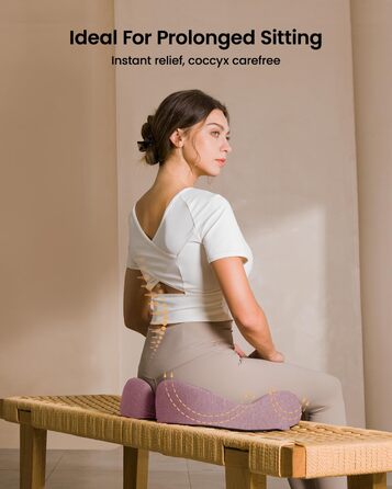 Ортопедична подушка для сидіння ProtoArc для офісного крісла: ергономічна, з піною Memory Foam, для рівномірного розподілу тиску, для комфорту протягом дня (роликове крісло, автомобіль) (Рожевий, Великий)