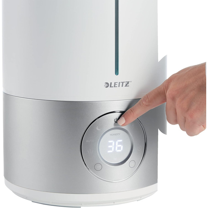 Leitz TruSens Ультразвуковий зволожувач повітря N-300, 45 м², з контролем вологості, для офісу, спальні та дитячої кімнати, 8 л, білий/сріблястий