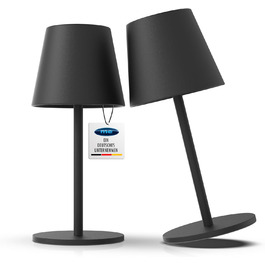 LED настільна лампа LUNA-80-W з регулюванням яскравості, акумуляторна, 5200mAh, 8-72 год роботи, регульована висота (5 рівнів), сенсорне керування, тепле біле та кольорове підсвічування (7 кольорів), чорний (2 шт.)