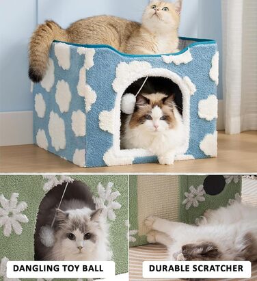 Кішка Будиночок-Печера ERNAN з подряпувачем та іграшкою, червоний, S