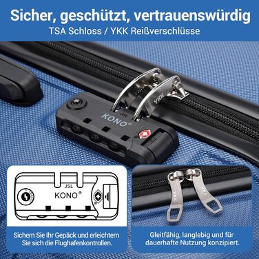 KONO Валіза-Тролей XL (74 см) з ABS+PC, 4 колеса, TSA-замок, для подорожей, бізнесу та сімейного відпочинку, темно-синій