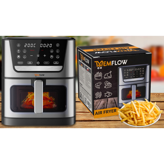 Аерофритюрниця MEMFLOW 8 л, 1800 Вт, 12 програм, сенсорне керування