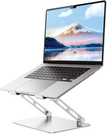 JOIOT Adjustable Laptop Stand - Ergonomic Aluminum Laptop Riser for Desk - Portable Notebook Stand - Compatible with 10-17.3 inch Laptops (Silver)