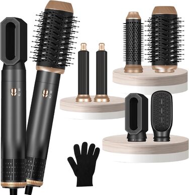 Фен-щітка 6-в-1 Haarstyler Pro: сушка, укладка, завивка, об'єм. 1000W, іонізація, для створення об'єму та гладкості волосся. Комплект фена-щіток для дому та салону краси (сірий)