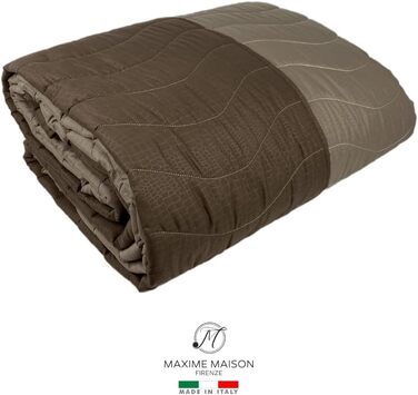 Плед на ліжко 240x260 см, двосторонній дизайн, осінньо-весняний (100 г/м²), степний, підкладковий, для двоспального ліжка, з м'якої мікрофібри, Made in Italy (колір: коричневий/мокко)