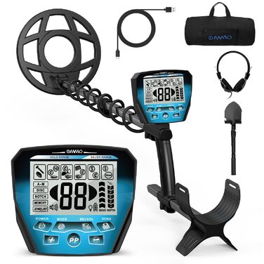 Металодетектор OMMO Pro для дорослих та дітей, USB, водонепроникний (IP68), 6 режимів, пошук золота, з лопаткою, синій