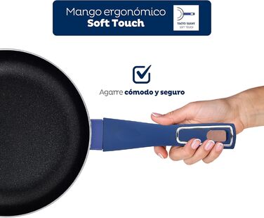 Набір сковорідок SAN IGNACIO Soul Marble, антипригарні, алюмінієві, 3 шт (16/20/24 см), для електро, газових, індукційних плит, сині + 3 кухонні аксесуари
