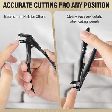 Кусачки для товстих нігтів, широкі губки, для пальців та ніг, гострі, для врослого нігтя, з довгим руків'ям, 5 шт. (чорний)