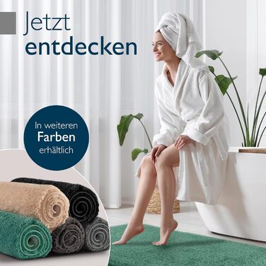 Beautissu Non-Slip Bath Mat - 120x70 cm - Plush Shaggy Bathroom Rug - Washable, Soft & Absorbent - Grey Bath Mat for Shower & Bathtub