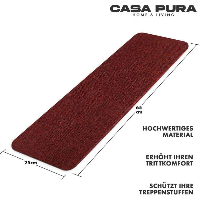 Casa Pura Non-Slip Stair Treads - 15 Piece Set - Adhesive Backed, Indoor Stair Carpet for Steps (Leipzig, Half Round)