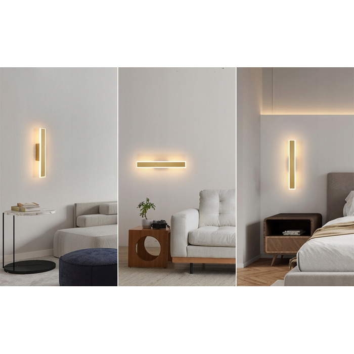 Настінний світильник GOECO золотий, інтегроване LED-освітлення, 12 Вт
