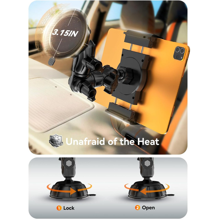 Автотримач для планшету OHLPRO: універсальний, 360° обертання, для iPad, Samsung Tab, Huawei (6-11