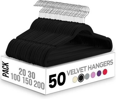 Utopia Home Premium Velvet Clothes Hangers - 50 Pack - Non-Slip & Durable Clothes Hangers - Black Clothes Hangers with 360 Degree Swivel Hook - Heavy-Duty Clothes Hangers