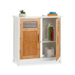 Тумба під умивальник Relaxdays з бамбуковими дверцятами