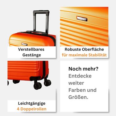 NOWI® Las Palmas: Компактний валіза на колесах 55x40x20 см (34л), помаранчевий, підходить для Ryanair, Lufthansa та інших авіакомпаній. Розмір M