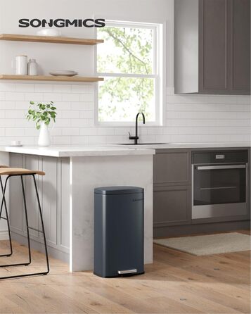 Відро для сміття SONGMICS 30 л з м'яким закриттям, сталеве, з внутрішнім відром, зелене
