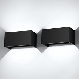 LED настінний світильник Cwycfw 24W, 2 шт., регульований світловий потік, чорний, тепле світло 3000K, IP65, вологостійкий