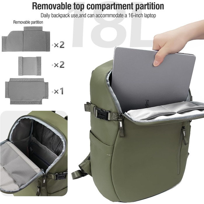 XAMORET Рюкзак для камери Tache Profeionell: водонепроникний, для DLR/LR, зелений (Army Green), розмір S