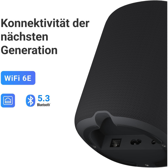 WiiM Sound Lite: Розумна колонка з Alexa, Wi-Fi 6E, Bluetooth 5.3, Hi-Res Audio (24-bit/192kHz), AI RoomFit, 100W, чорна