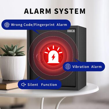 Сейф для дому з біометричним сканером відбитків пальців HSGCJS, 31 л, з паролем та клавіатурою, чорний