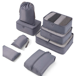 Органайзер для валізи Meowoo, набір 8 шт. (сірий): кубики для пакування, органайзери для подорожей та бізнесу