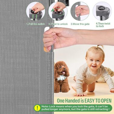 Захисне ворота для дитячих воріт, захист від сходів, розтяжне, 0-150 см, для дітей, котів та собак, внутрішнє та зовнішнє використання (200 см/сірий)