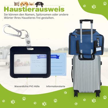 Транспортна сумка для кота, переноска для кота та собаки, переноска для тварин, складана переноска для домашніх тварин зі шлейкою, переноска для тварин (Блакитна, L)