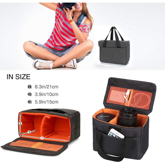 Захисний кейс для камери BAIGIO: вставка для фотоапарата DSLR/SLR (Nikon, Canon, Fuji, Sony, Olympus)