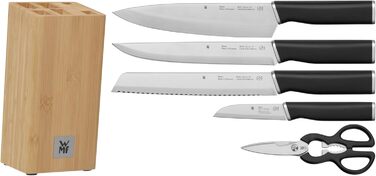 Набір ножів WMF Kineo з бруском для ножів, 6 предметів, Made in Germany, бамбуковий брусок, нержавіюча сталь, кухоні ножі