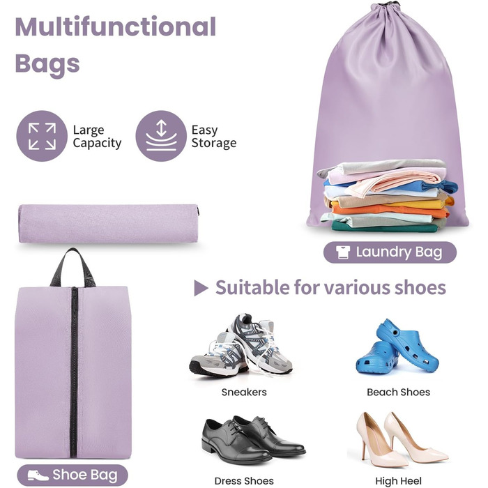 Органайзери для валізи Prezon, набір 8 шт., легкі, фіолетові