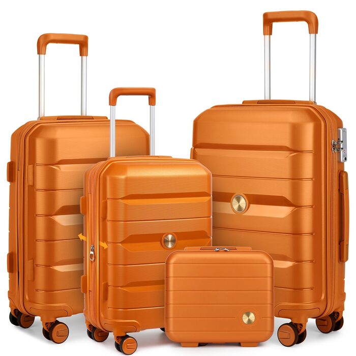 Чохол-валіза Sea Choice з поліпропілену, розширюваний, ручна поклажа, 4-х частинний набір, з TSA замком (Оранжевий)