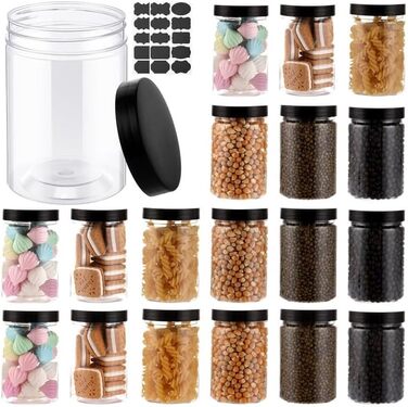 Набір контейнерів для зберігання 16 шт. по 500 мл з кришкою, прозорі пластикові банки, BPA-Free, для солодощів та продуктів харчування