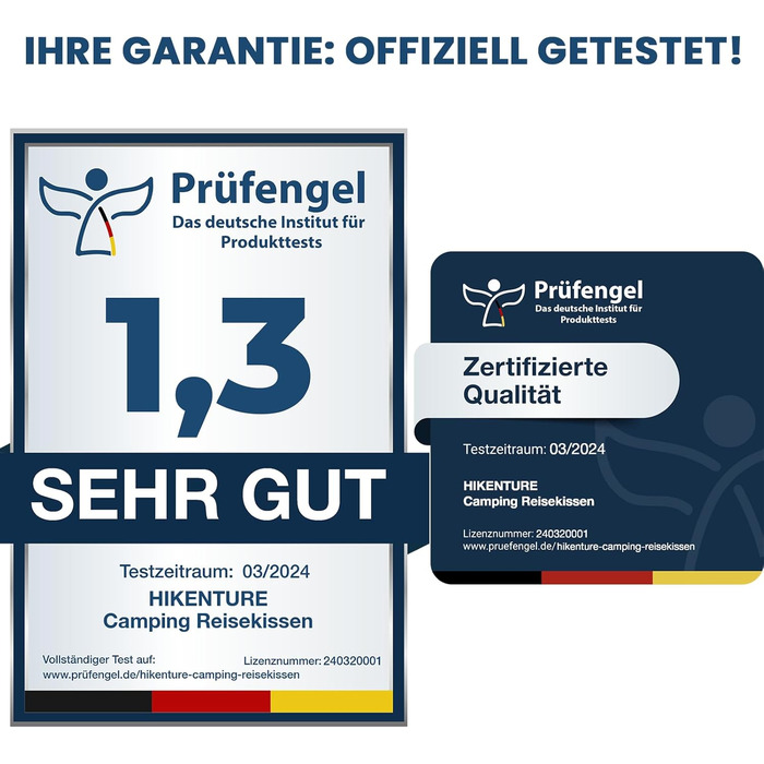 Надувна подушка для кемпінгу та подорожей HIKENTURE з знімним чохлом, ергономічна подушка для голови, комфортна подушка для шиї для подорожей/відпочинку на природі (Чорний)