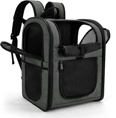 Рюкзак для собак та котів Apollo Walker - для малих тварин (2-15 кг), з підтримуючим каркасом, дихаючий, сірий - для походів, подорожей, активного відпочинку