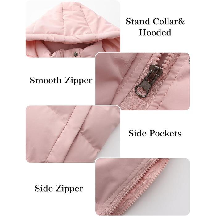 Жіноча зимова жилетка Maeau: тепла, тримає тепло, з капюшоном та кишенями, розміри S-3XL, рожевий колір