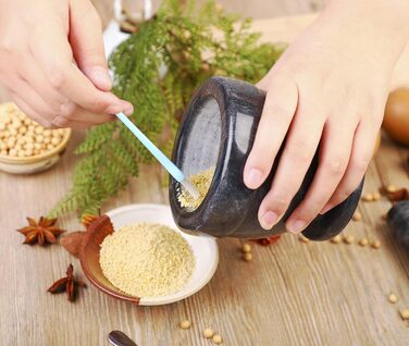 Набір для спецій Mörser und Stößel: мармуровий ступка та товкачок, 11 см, білий, включає силіконовий килимок, щітку, ложку з нержавіючої сталі