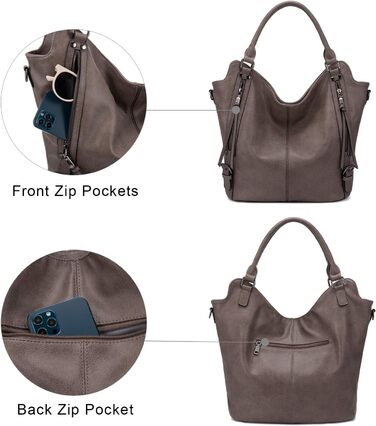 Комплект жіночих сумок Realer: шкіряна сумка-шопер, сумка на плече, гаманець Taupe L (бежевий)