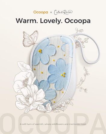 Електричні грілки для рук OCOOPA 2 шт., багаторазові 4000mAh, подарунок на Новий Рік для жінок, 1.5 см, зимові аксесуари, UT5 Sway Wiesengeflüster (Ocoopa x Artist Edition) (Блакитні квіти (Ocoopa x Artist Edition))