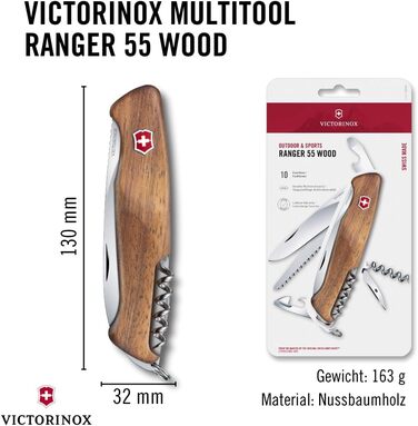 Мультитул Victorinox Ranger 55 - Швейцарський ніж, 10 функцій, з фіксатором леза та викруткою