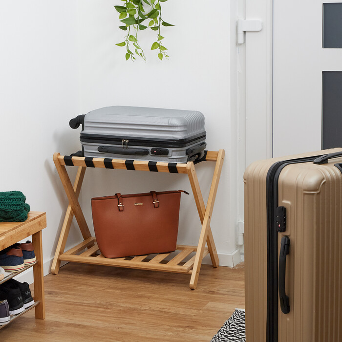 Relaxdays Bamboo Luggage Rack