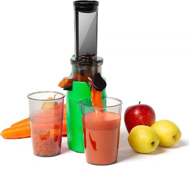 Ventray Ginnie Juicer - Slow Juicer with 60 RPM Low Speed, Juicer for Vegetables and Fruit with Reverse Function and Two Filter Sizes, BPA Free Electric Fruit Press, Green Parrot
