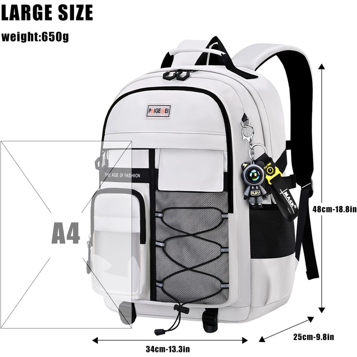 Чоловічий рюкзак для школи та подорожей, великий, водонепроникний, сірий