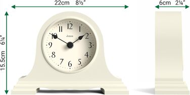 JONES CLOCKS® Speakeasy Desk Clock | Classic Napoleon Hat Design | | Contemporary classic style for desk, table, shelf or bedside table (Light Cream)