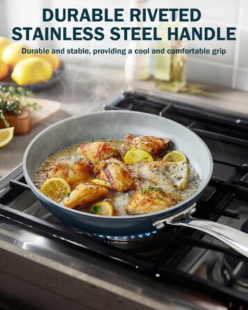 Набір посуду Cook N Home 10 предметів: каструлі та сковорідки з антипригарним покриттям, індукційне кухонне начиння, блакитний колір