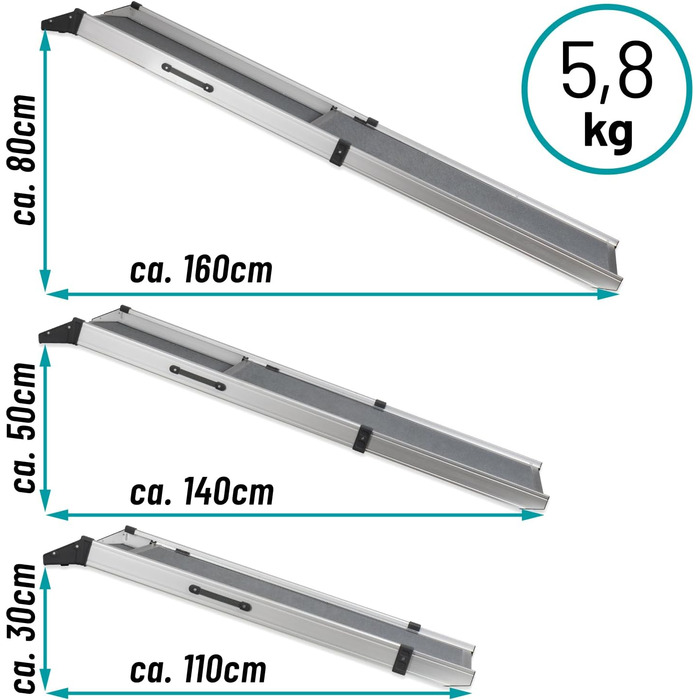 Рампа для собак VOSS.PET, висувна, з алюмінію, 100-180 см, до 120 кг