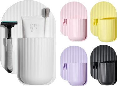 Silicone Shower Toothbrush Holder, Suction Cup, Shower Box Tool for Bathroom, Suction Cup for Walls or Mirrors, Silicone is Waterproof and Removable for Reuse, Yellow (White/Opulent Garden)