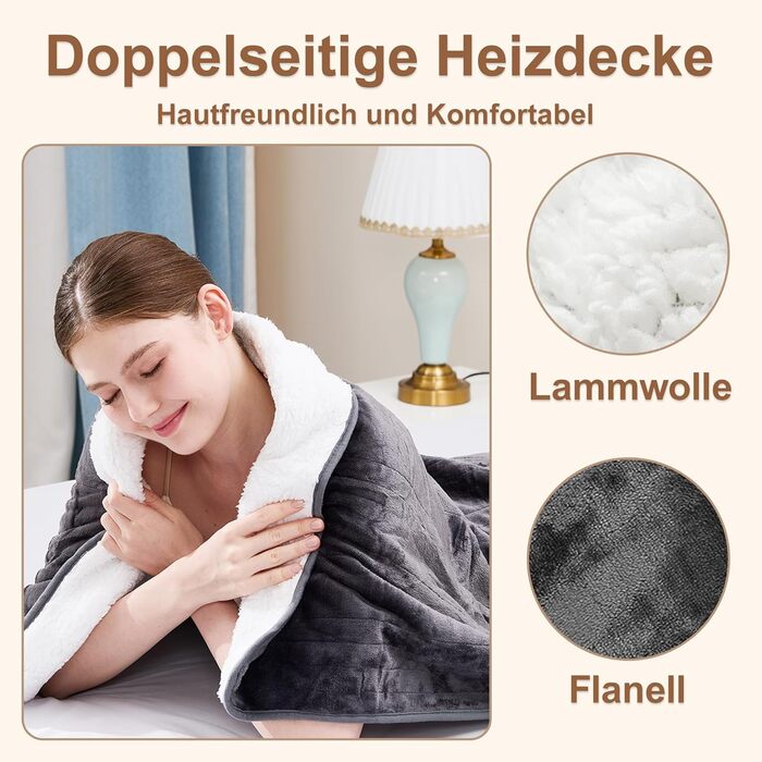 Електрична ковдра Cozysoon з 4 рівнями нагріву та таймером, 180x130 см, з автовимкненням, пральна машина